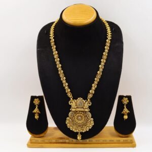 Antique Gold Finish Long Necklace Set
